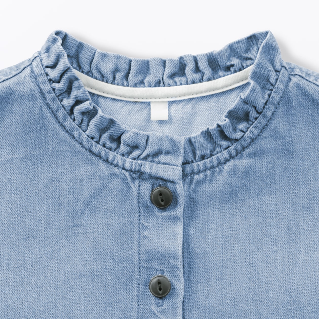 キッズ　ライトオンスデニムスタンドカラー長袖ワンピ―ス