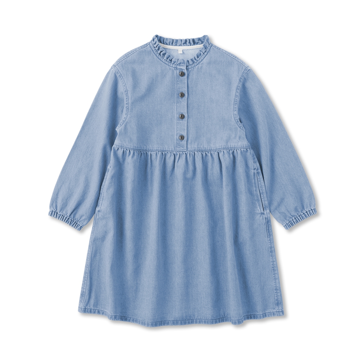 キッズ　ライトオンスデニムスタンドカラー長袖ワンピ―ス