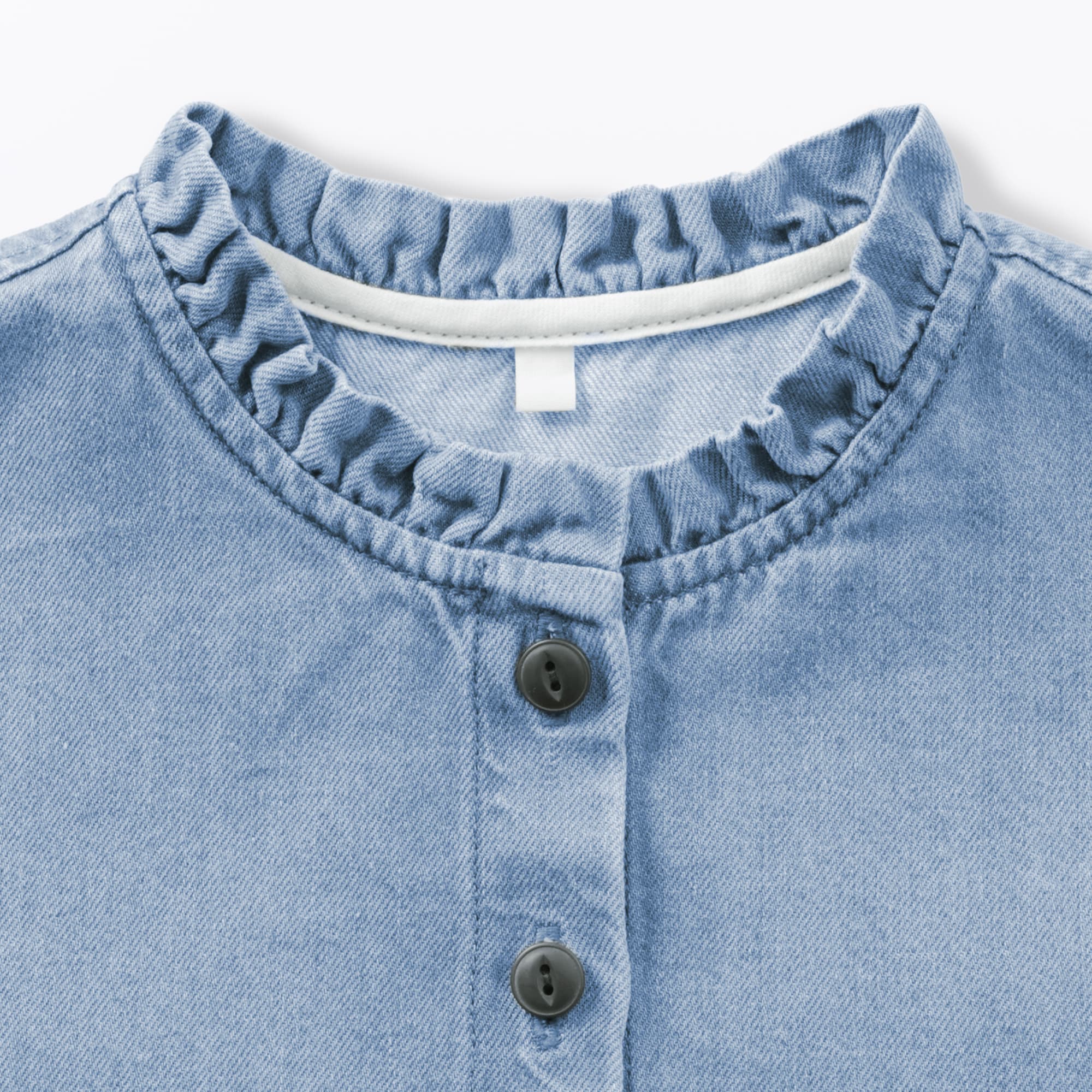 キッズ　ライトオンスデニムスタンドカラー長袖ワンピ―ス