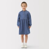 キッズ　ライトオンスデニムスタンドカラー長袖ワンピ―ス