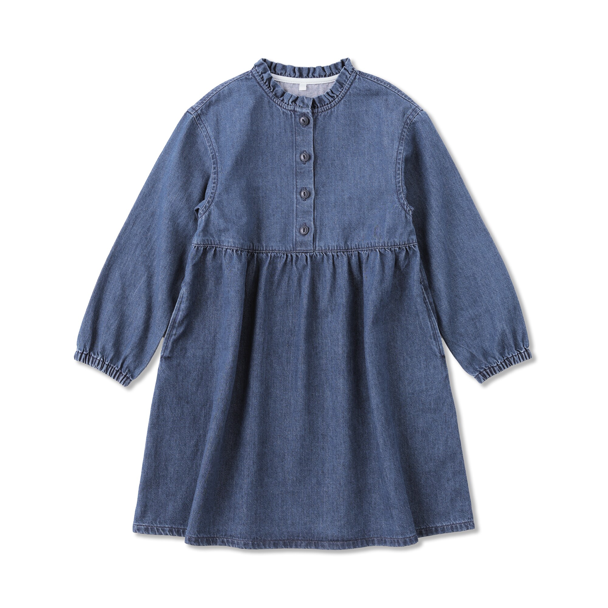 キッズ　ライトオンスデニムスタンドカラー長袖ワンピ―ス