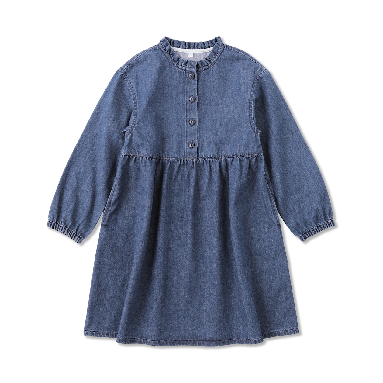 キッズ　ライトオンスデニムスタンドカラー長袖ワンピ―ス