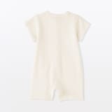 ベビー　脇に縫い目のない鹿の子編み半袖ショートオール