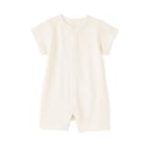 ベビー　脇に縫い目のない鹿の子編み半袖ショートオール