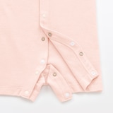 ベビー　脇に縫い目のない鹿の子編み半袖ショートオール