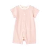 ベビー　脇に縫い目のない鹿の子編み半袖ショートオール