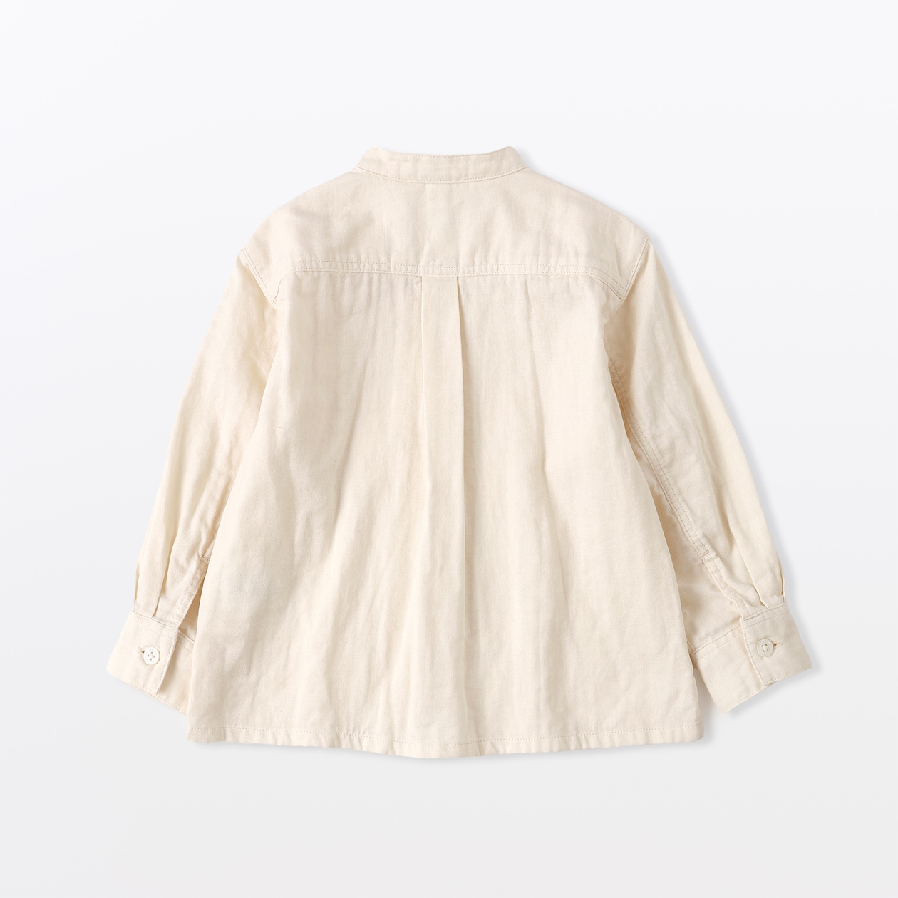 ベビー　二重ガーゼスタンドカラー長袖シャツ