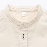 ベビー　二重ガーゼスタンドカラー長袖シャツ