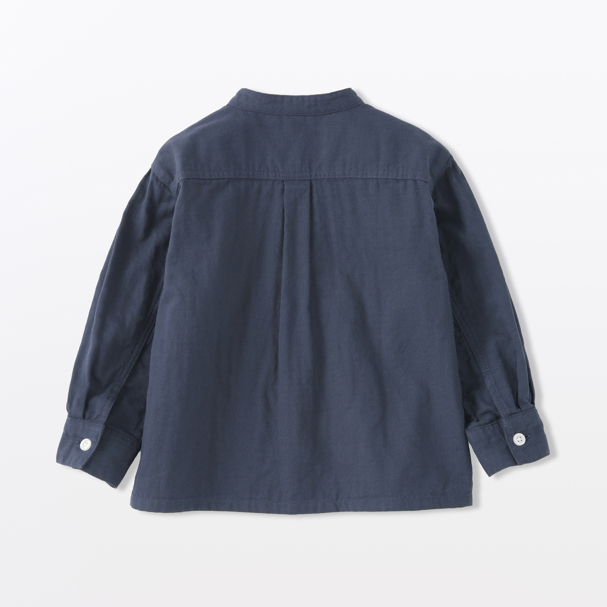 ベビー　二重ガーゼスタンドカラー長袖シャツ