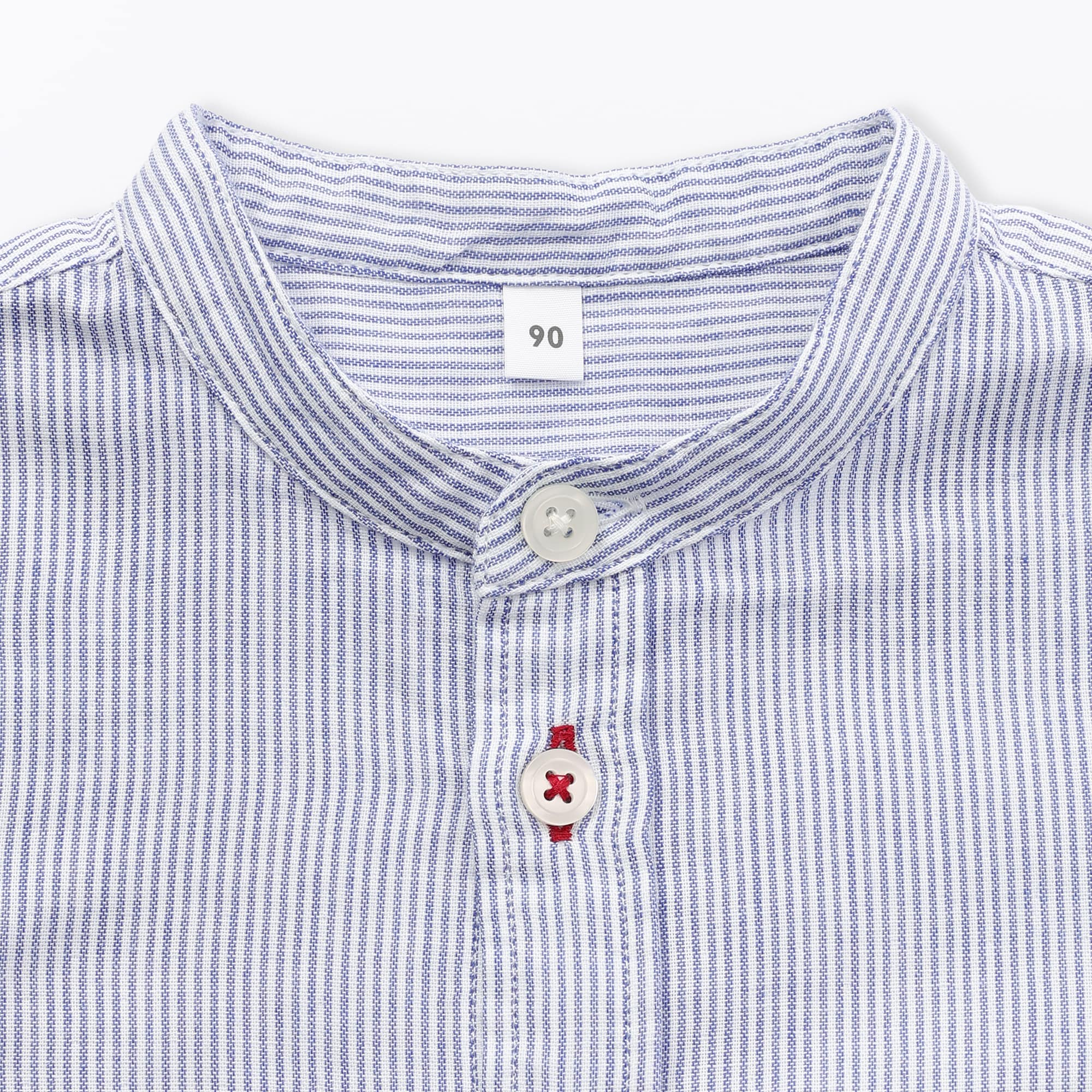 ベビー　二重ガーゼスタンドカラー長袖シャツ