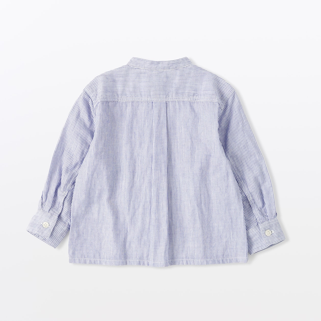 ベビー　二重ガーゼスタンドカラー長袖シャツ