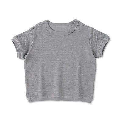 ベビー　あたまするっとワッフル編みクルーネック半袖Ｔシャツ