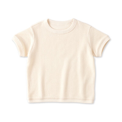 ベビー　あたまするっとワッフル編みクルーネック半袖Ｔシャツ