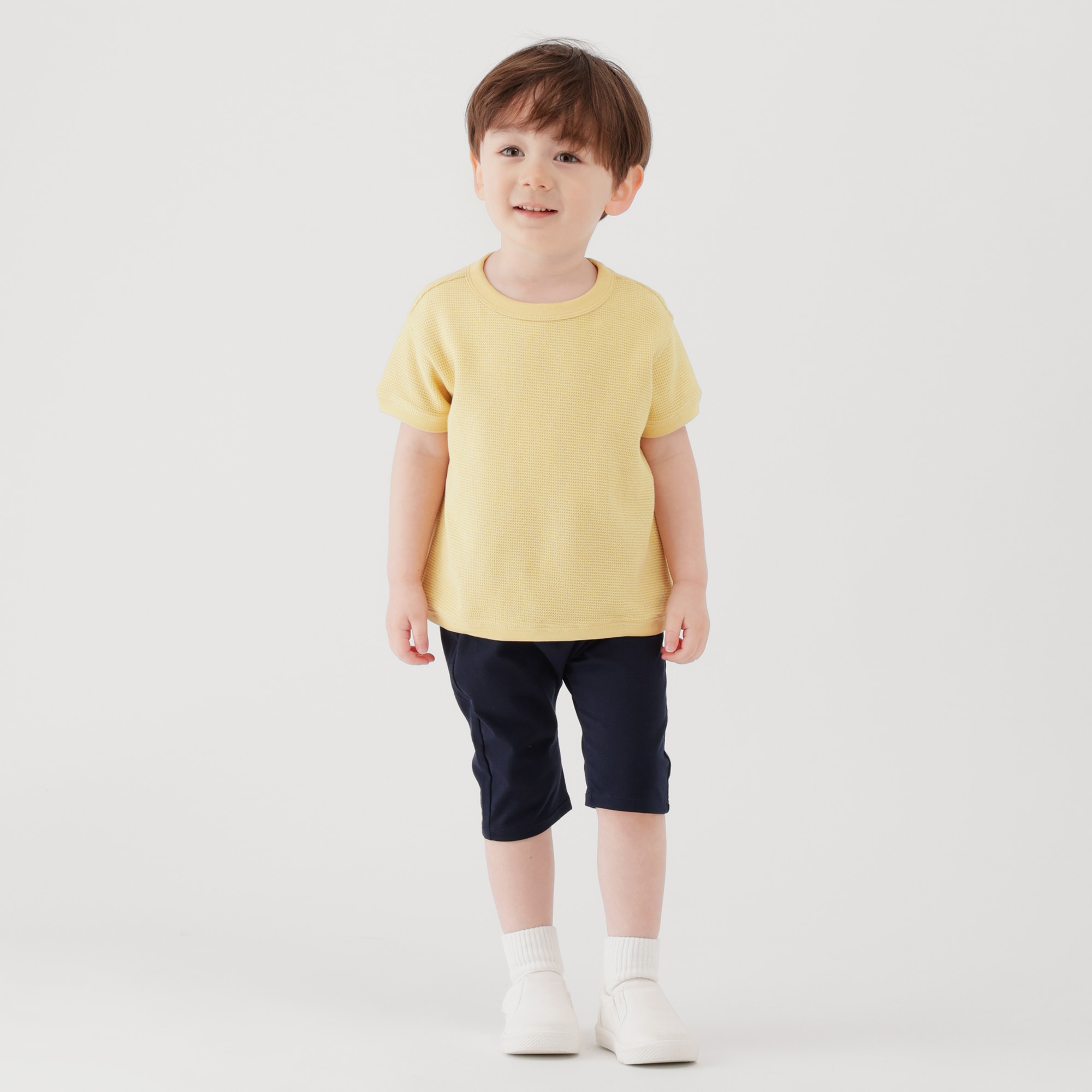 ベビー　あたまするっとワッフル編み半袖Ｔシャツ