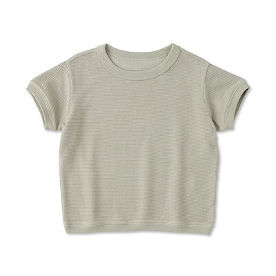 ベビー　あたまするっとワッフル編みクルーネック半袖Ｔシャツ