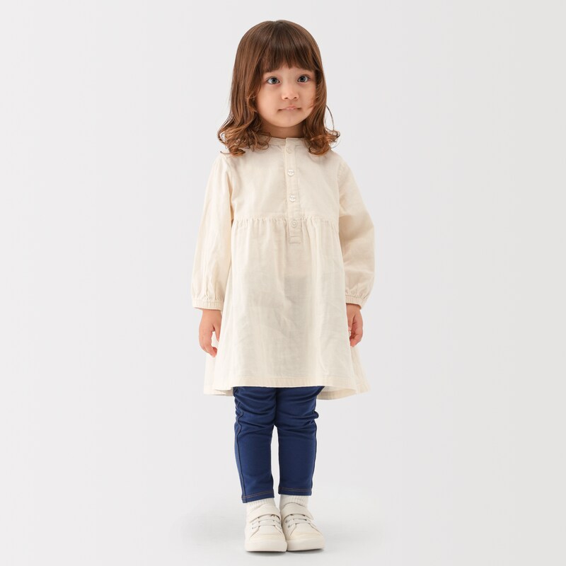 ベビー　二重ガーゼ長袖ワンピース