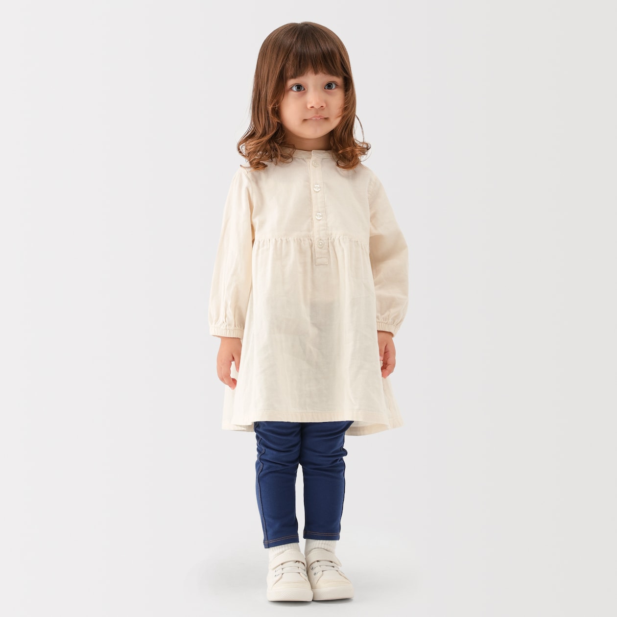 ベビー　二重ガーゼ長袖ワンピース