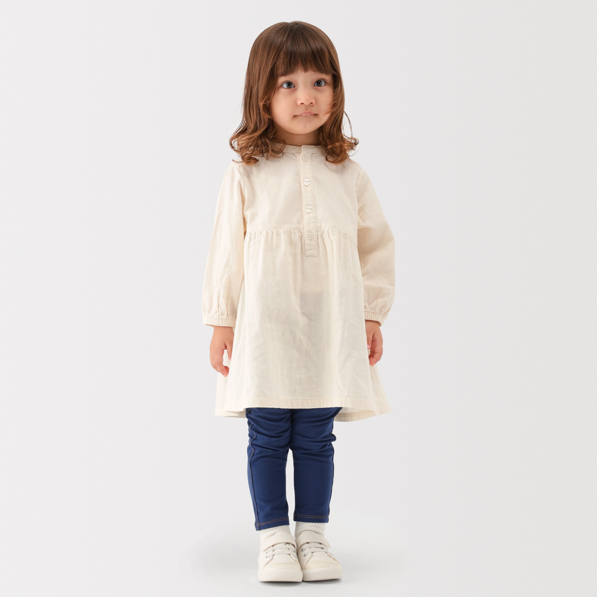 ベビー　二重ガーゼ長袖ワンピース