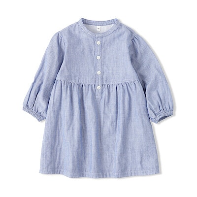 【１２月中旬発売予定】ベビー　二重ガーゼ長袖ワンピース