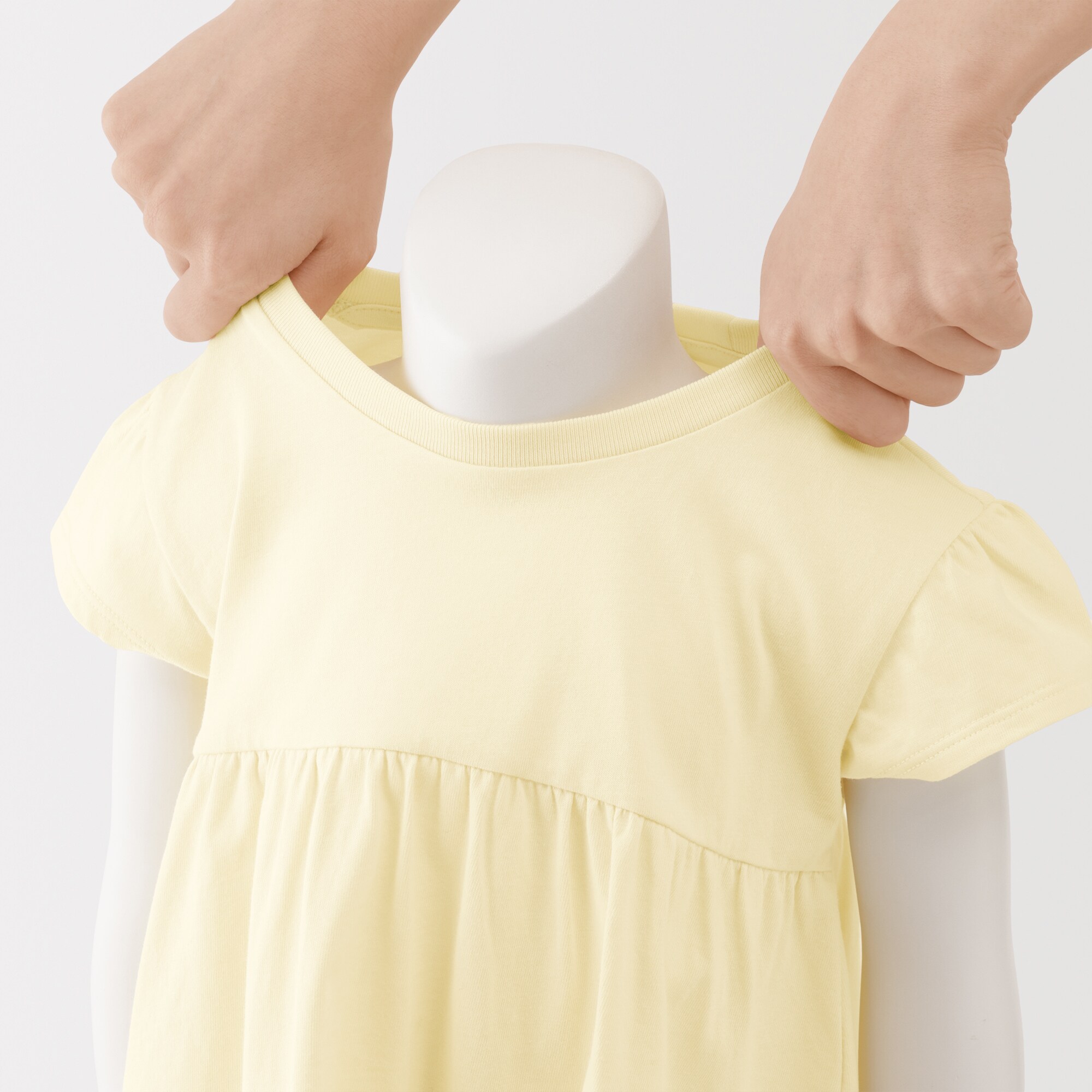 ベビー　あたまするっと　綿天竺編み半袖チュニック