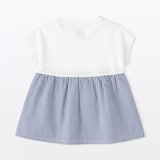 ベビー　あたまするっと　涼感サッカーフレンチスリーブチュニック