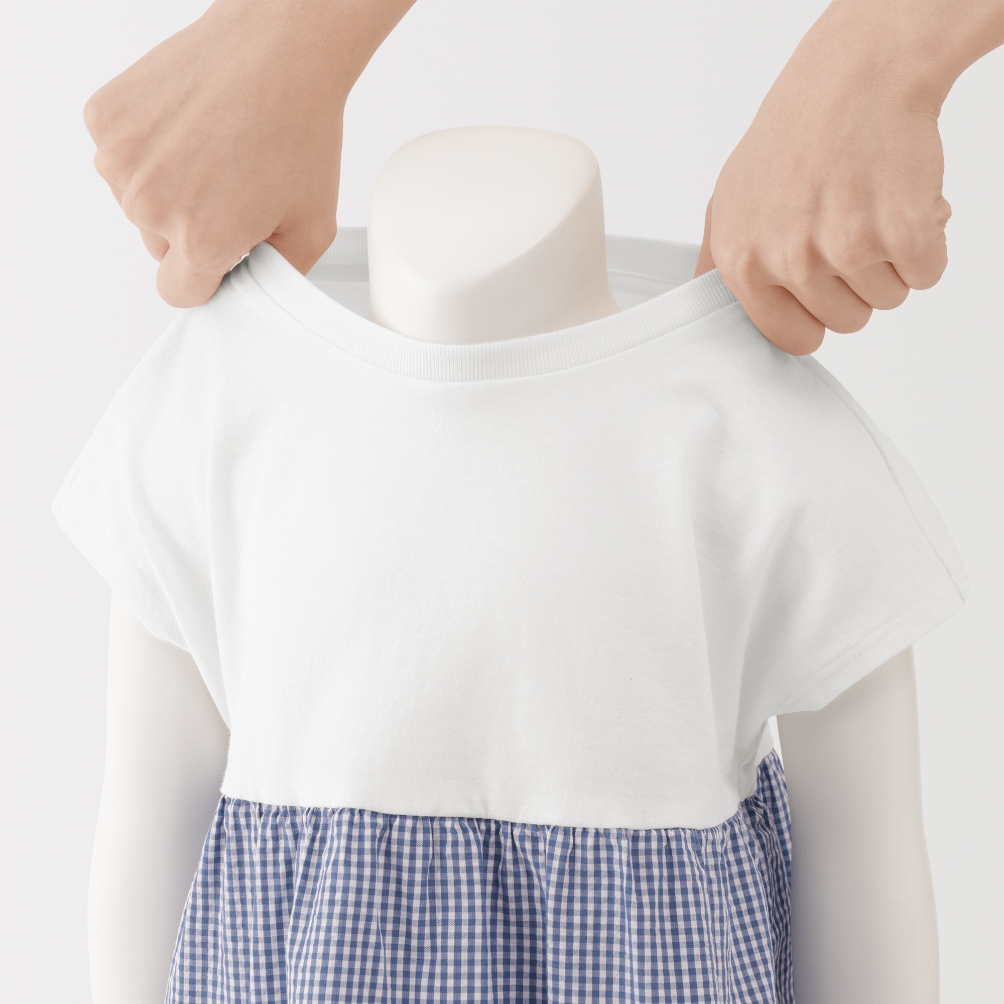 ベビー　あたまするっと　涼感サッカーフレンチスリーブチュニック