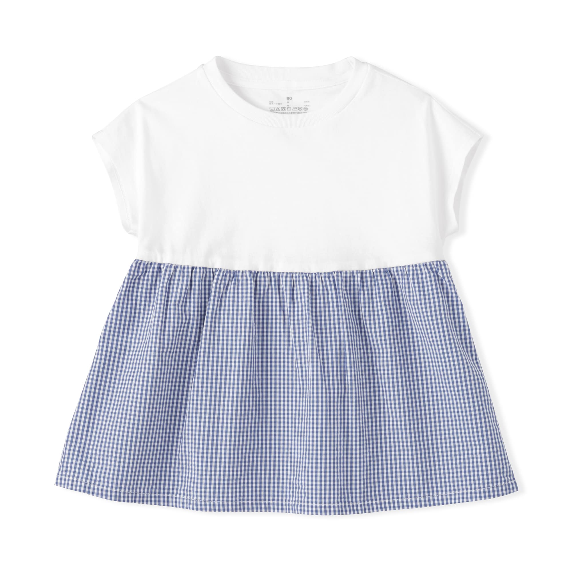 ベビー　あたまするっと　涼感サッカーフレンチスリーブチュニック