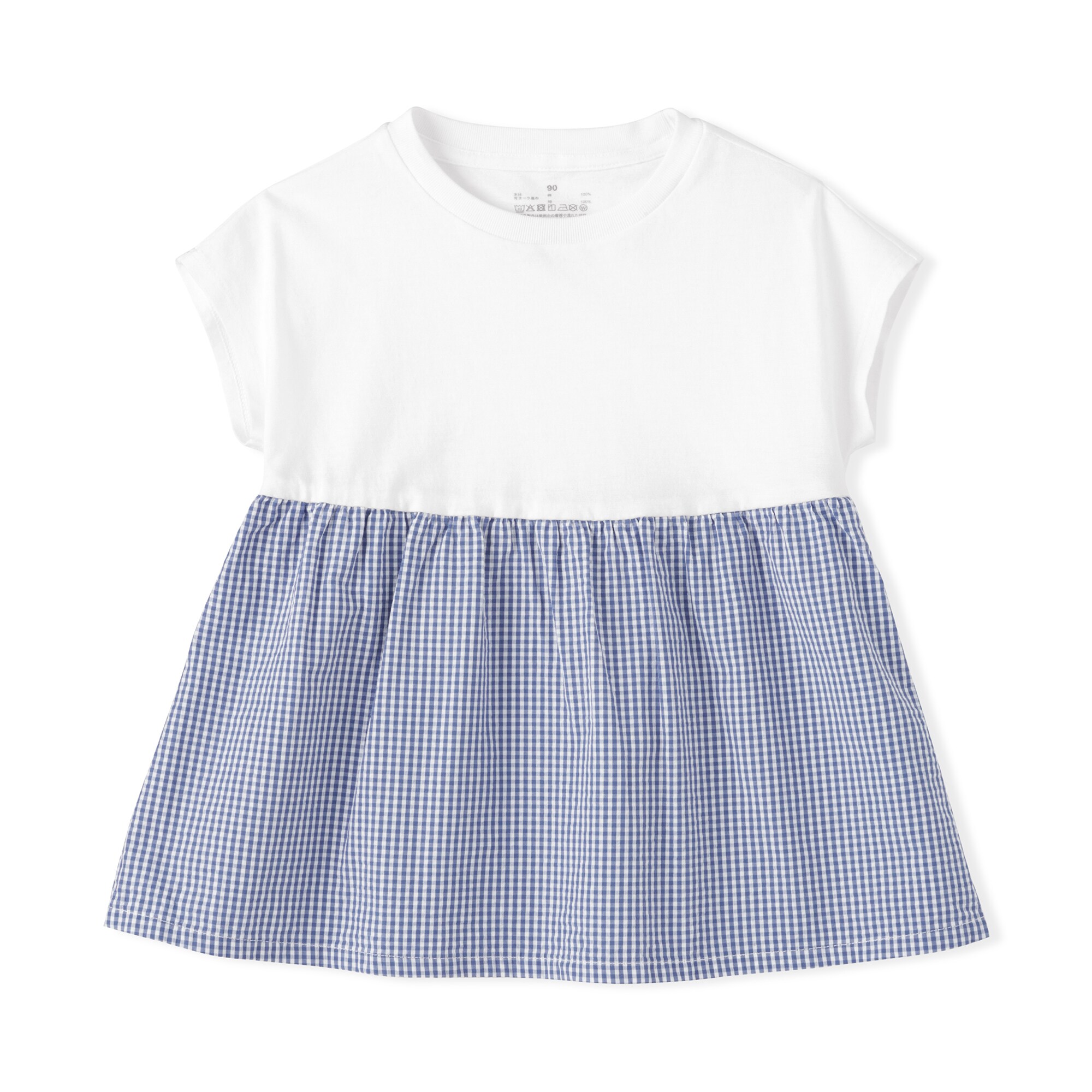 ベビー　あたまするっと　涼感サッカーフレンチスリーブチュニック