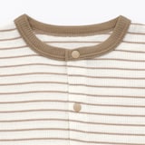 ベビー　脇に縫い目のないリブ編み半袖ショートオール