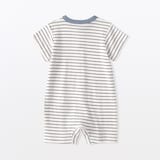 ベビー　脇に縫い目のないリブ編み半袖ショートオール