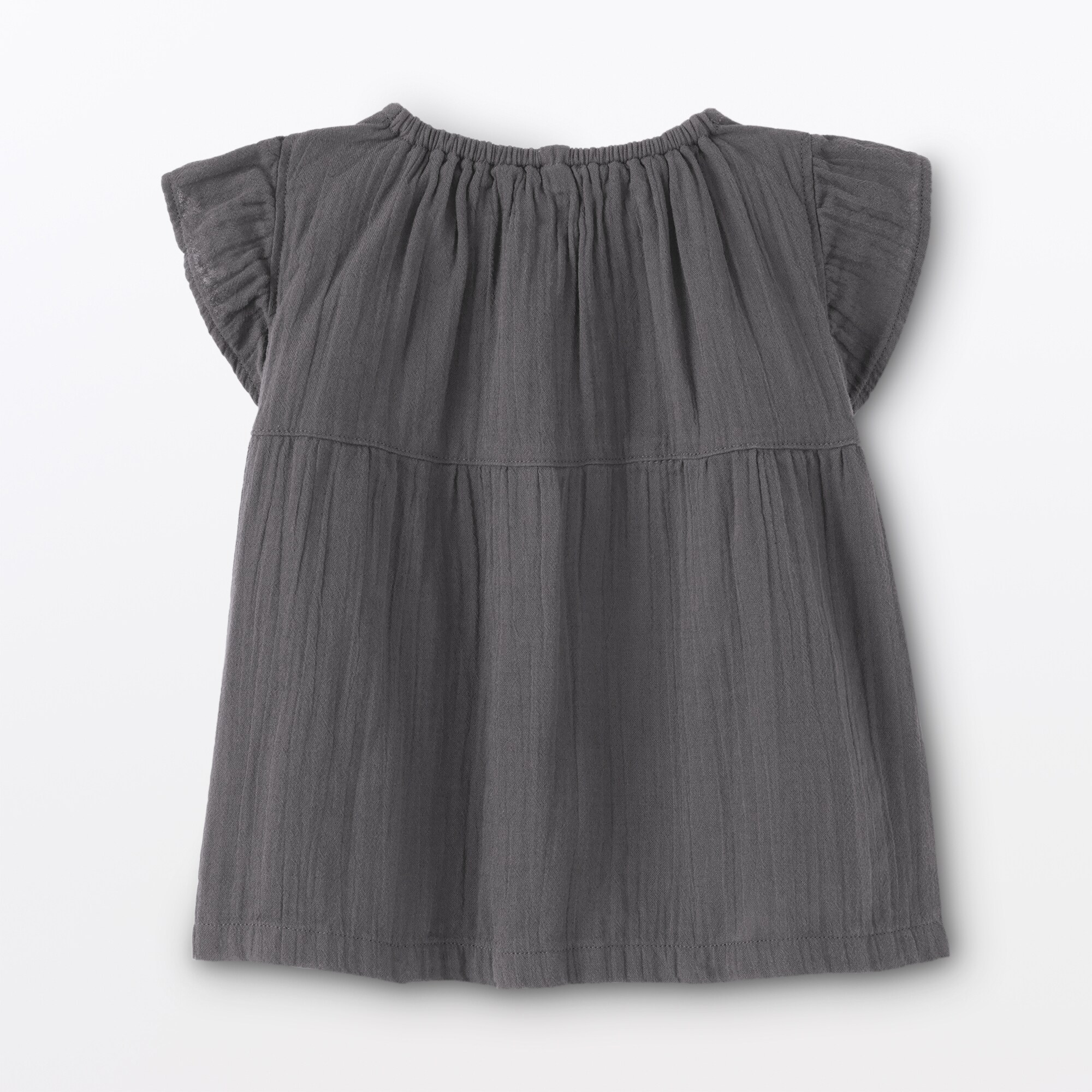 ベビー　あたまするっと楊柳ガーゼフリルスリーブブラウス