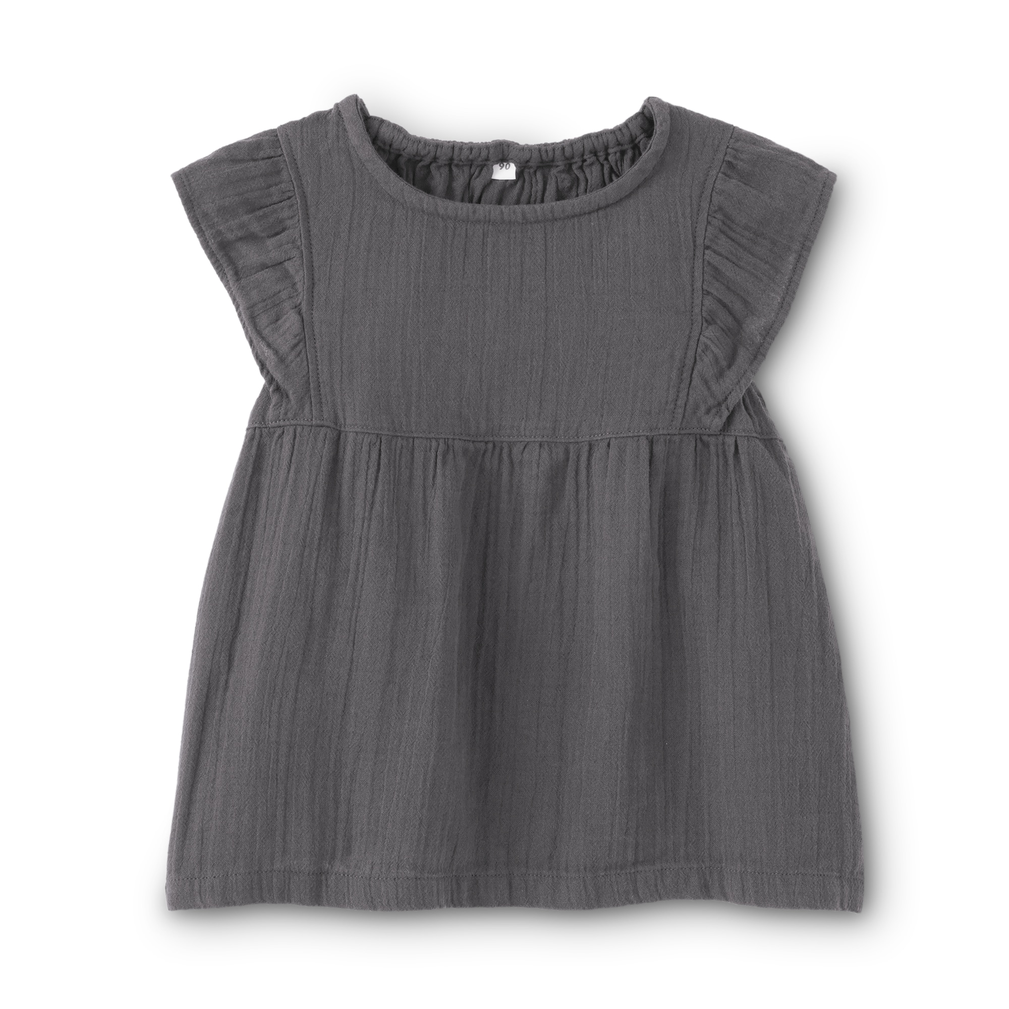 ベビー　あたまするっと楊柳ガーゼフリルスリーブブラウス