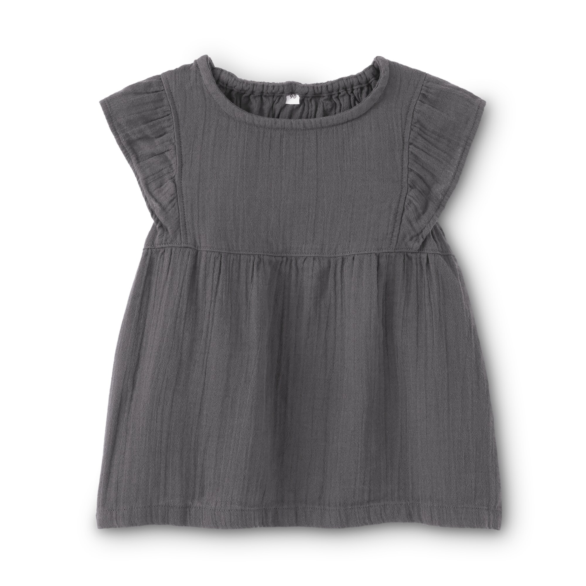 ベビー　あたまするっと楊柳ガーゼフリルスリーブブラウス