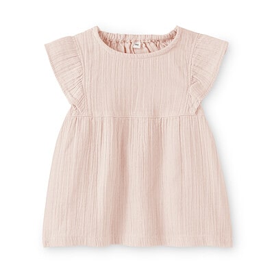 ベビー　あたまするっと楊柳ガーゼフリルスリーブブラウス