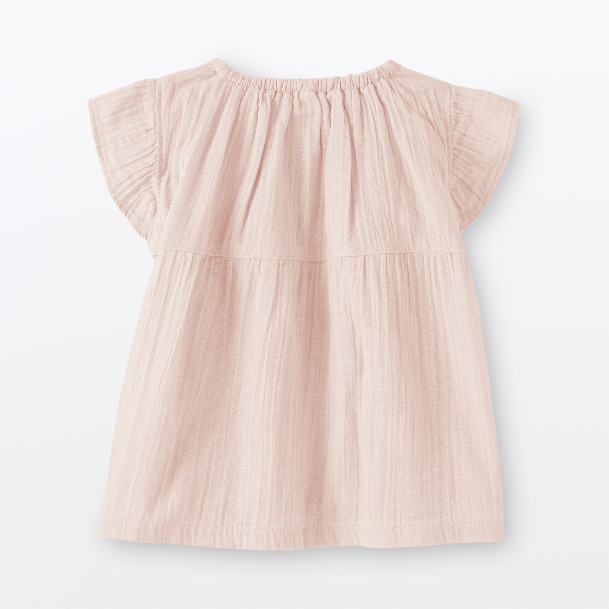 ベビー　あたまするっと楊柳ガーゼフリルスリーブブラウス