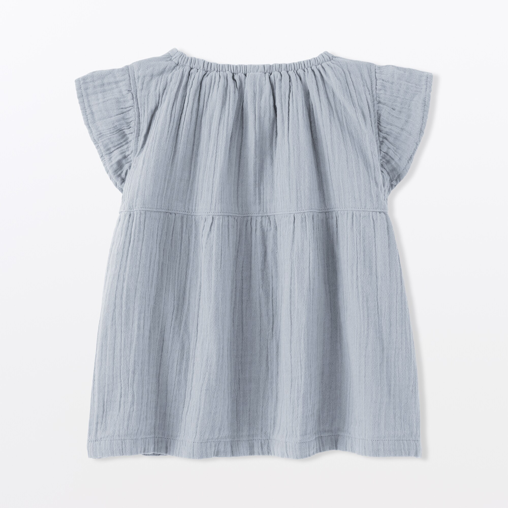 ベビー　あたまするっと楊柳ガーゼフリルスリーブブラウス