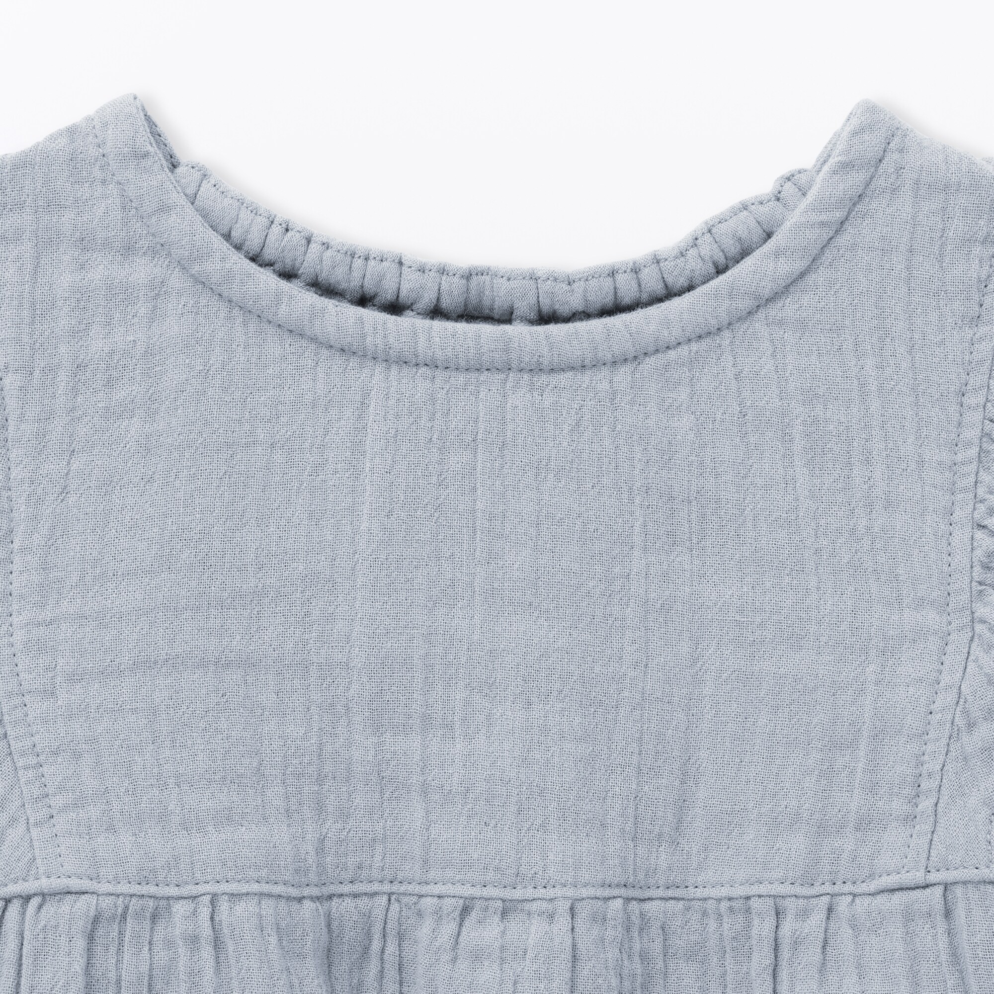 ベビー　あたまするっと楊柳ガーゼフリルスリーブブラウス