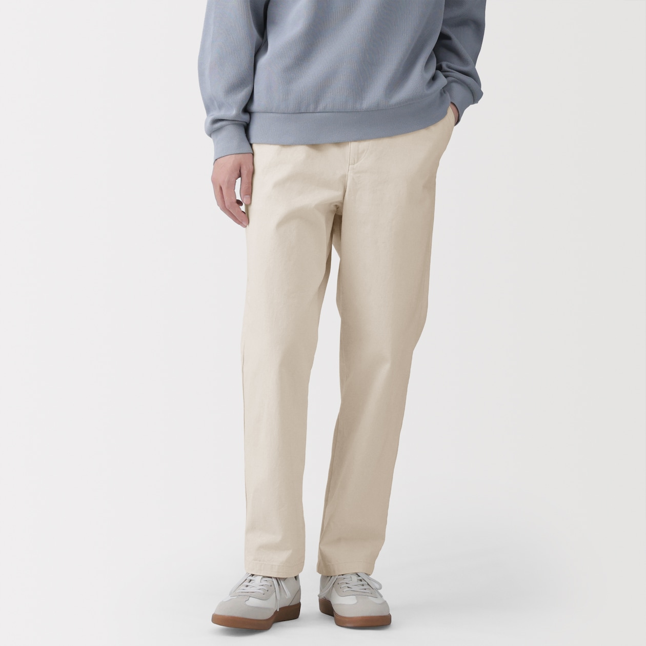 紳士　洗いざらしデニムイージーパンツ　生成