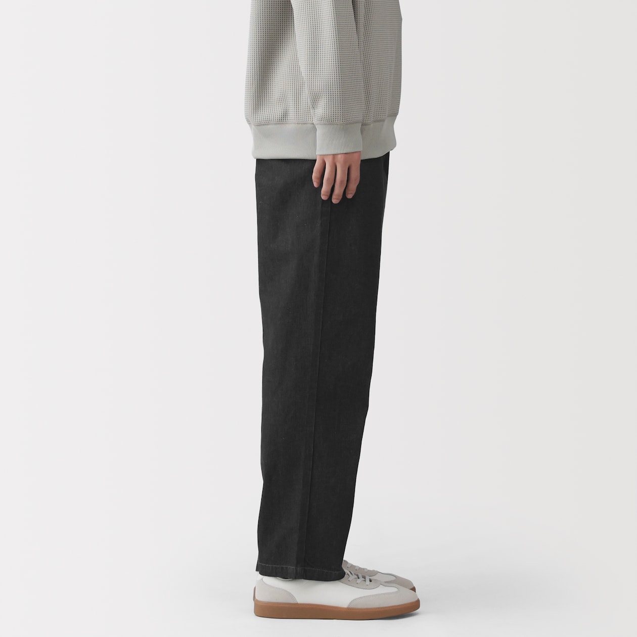 紳士　洗いざらしデニムイージーパンツ　黒