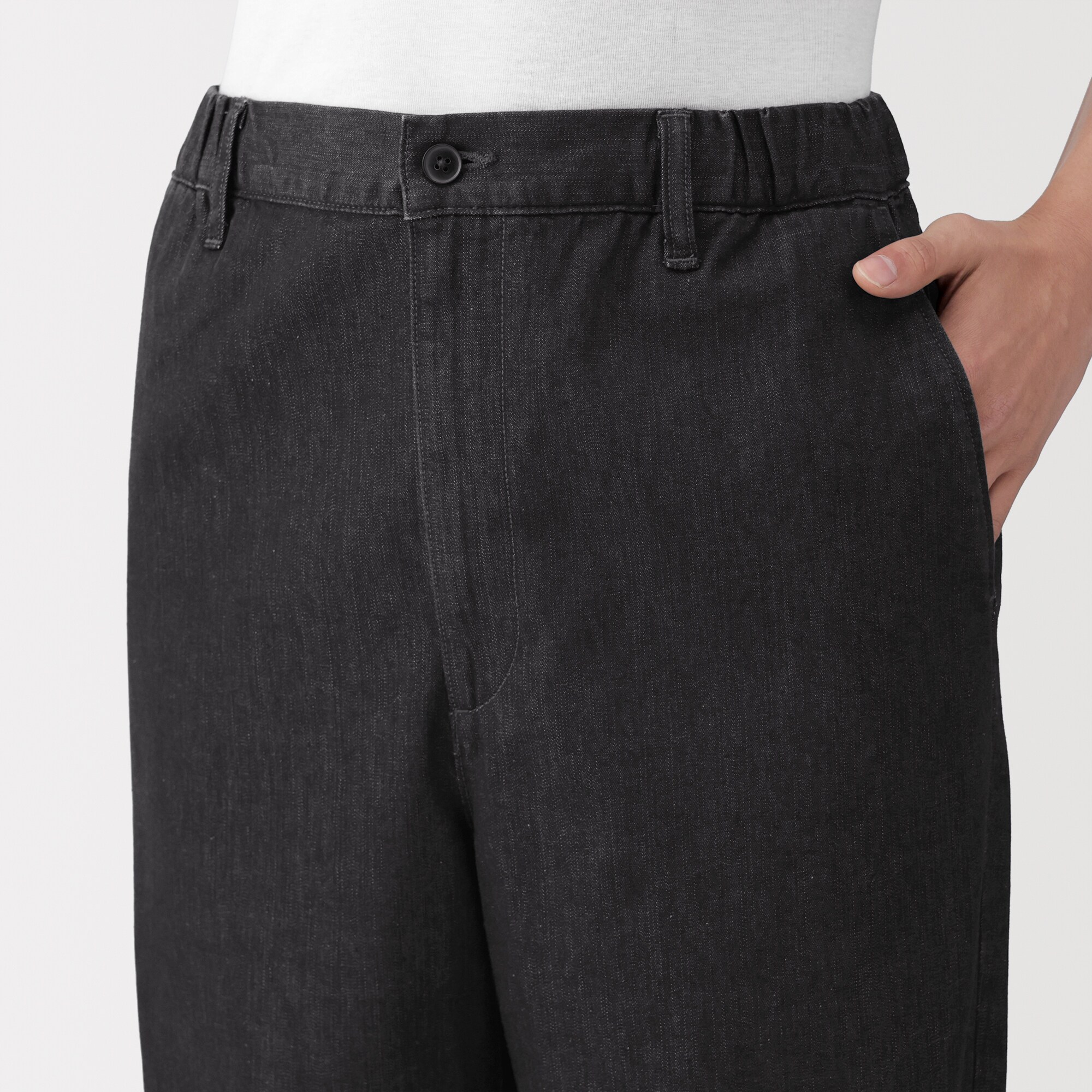 紳士 洗いざらしデニムイージーパンツ 黒 | 無印良品