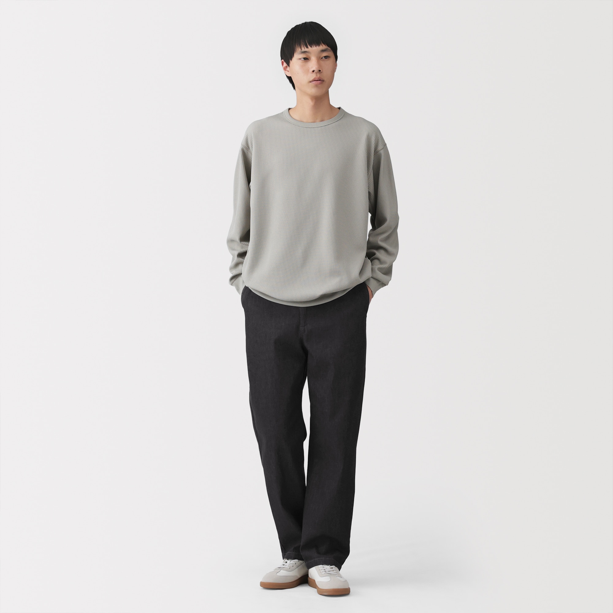 紳士 洗いざらしデニムイージーパンツ 黒 | 無印良品