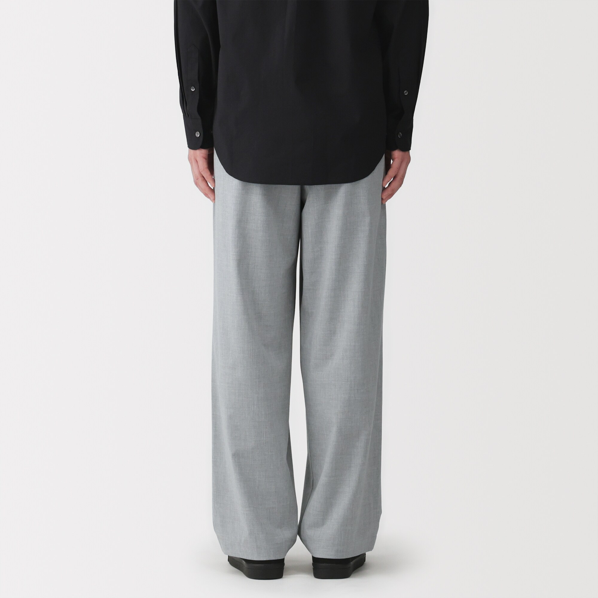 紳士　乾きやすいワンタックワイドパンツ