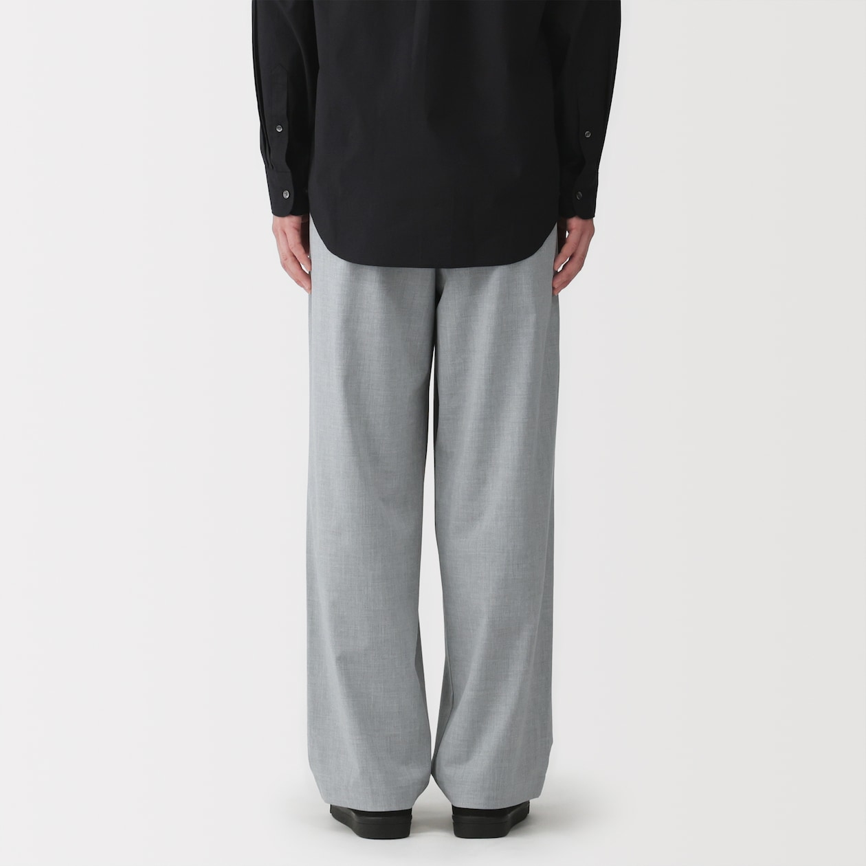 紳士　乾きやすいワンタックワイドパンツ