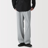 紳士　乾きやすいワンタックワイドパンツ