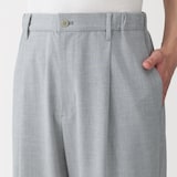 紳士　乾きやすいワンタックワイドパンツ
