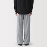 紳士　乾きやすいワンタックワイドパンツ