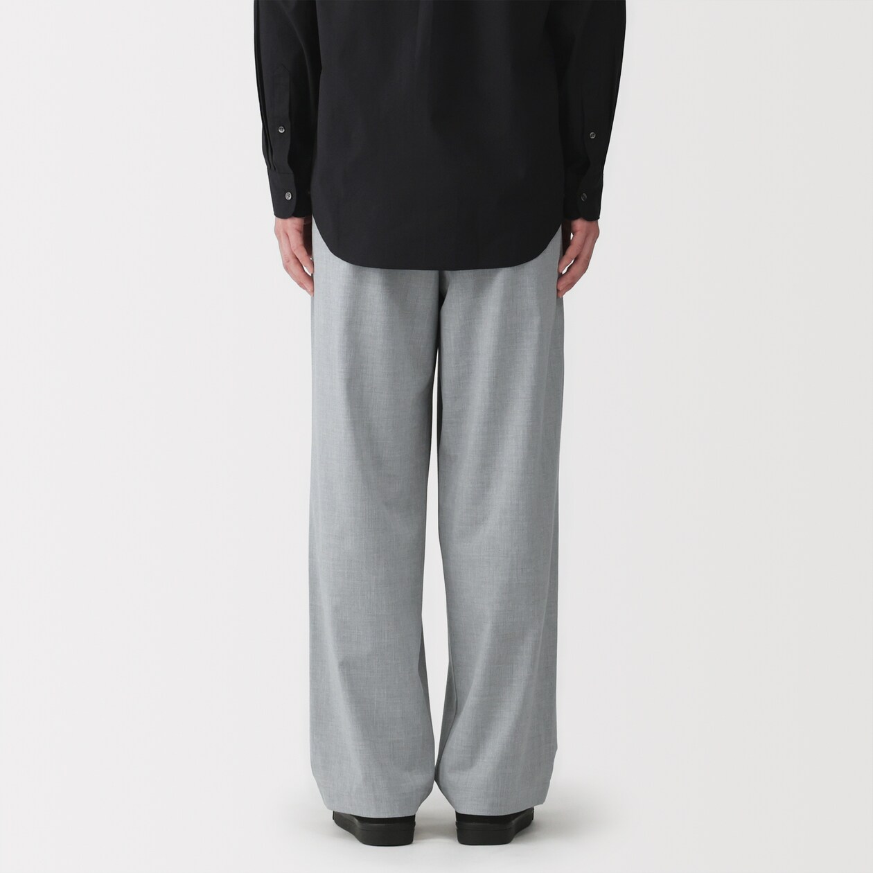 紳士　乾きやすいワンタックワイドパンツ