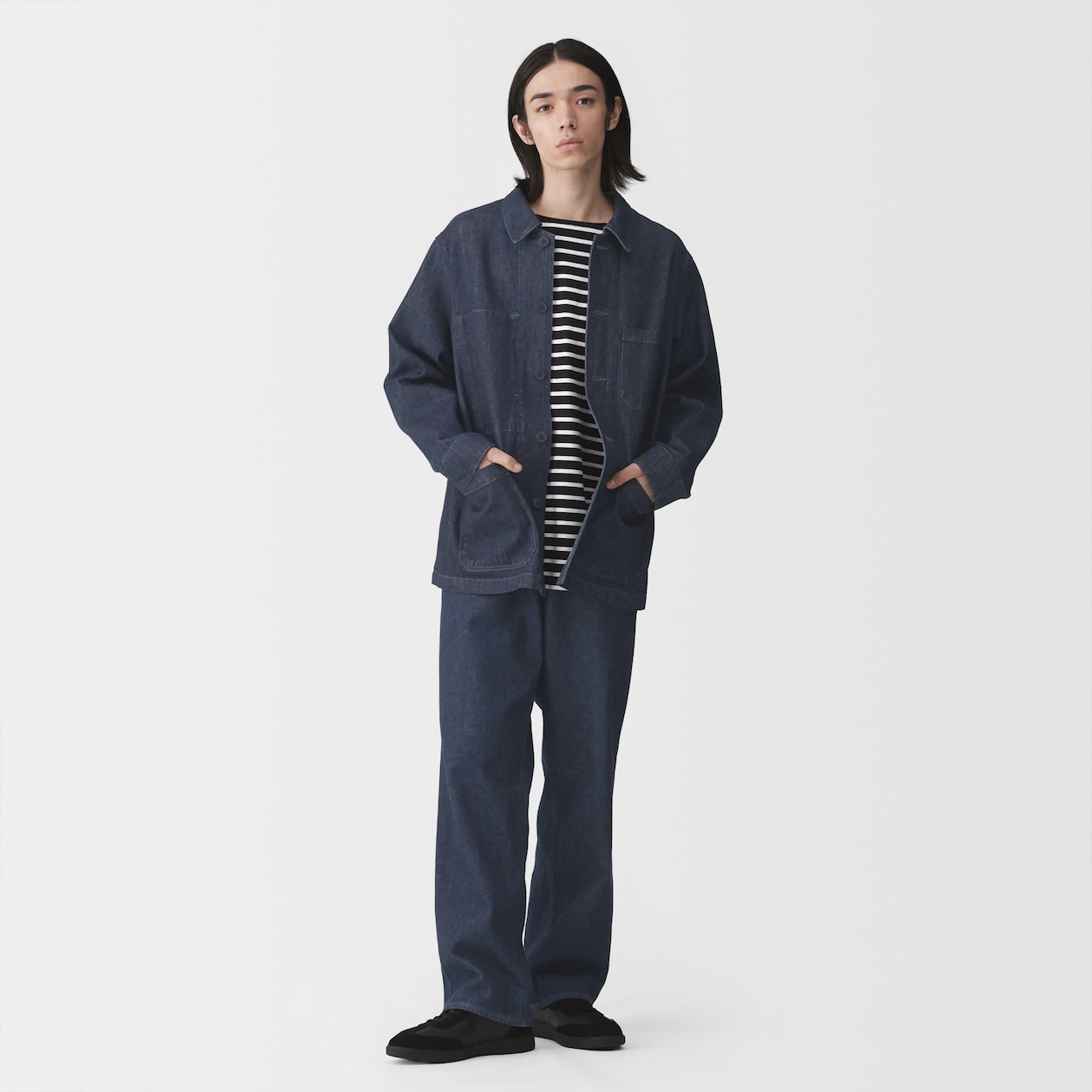 紳士　木の実から作ったカポック混デニムワイドパンツ