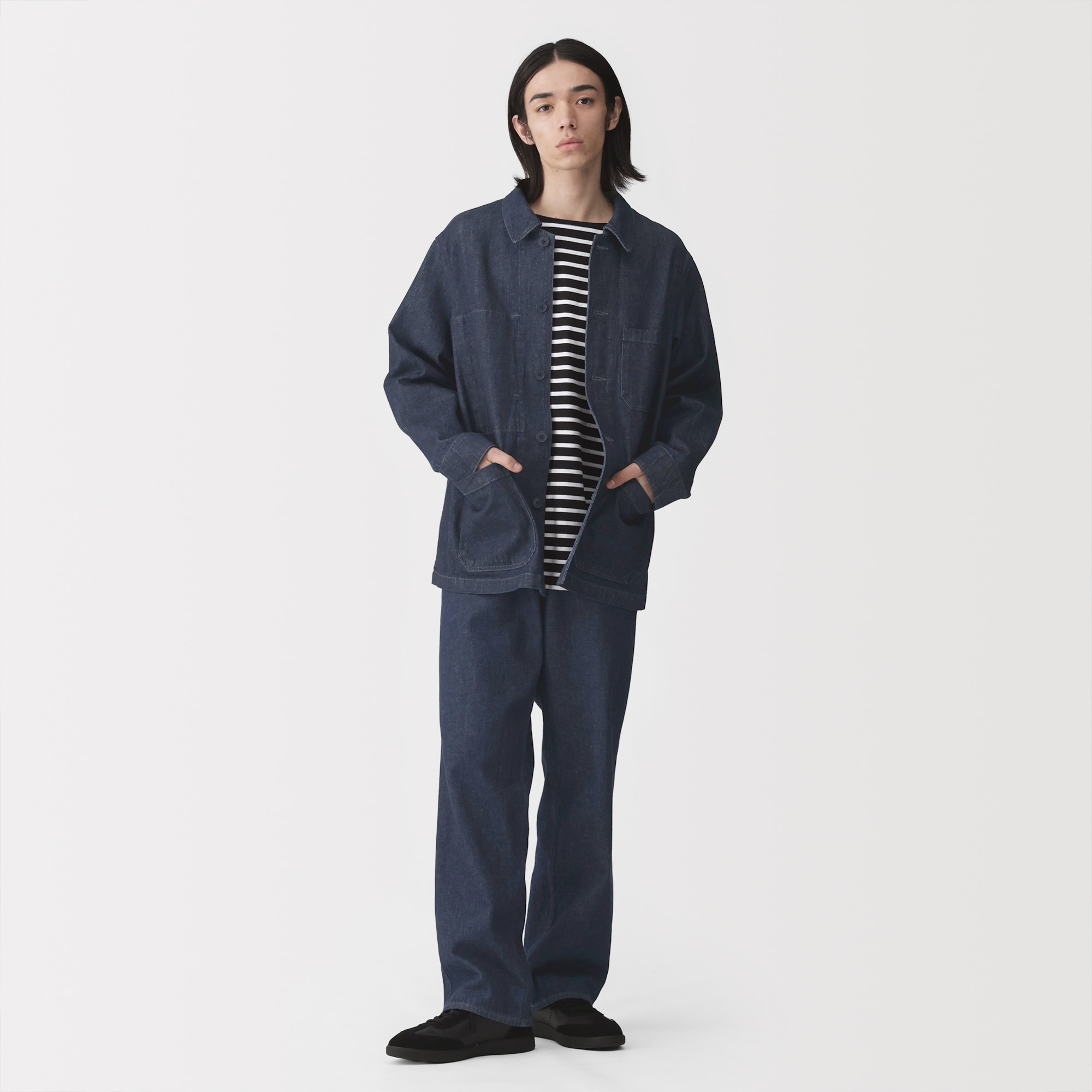 紳士　木の実から作ったカポック混デニムワイドパンツ