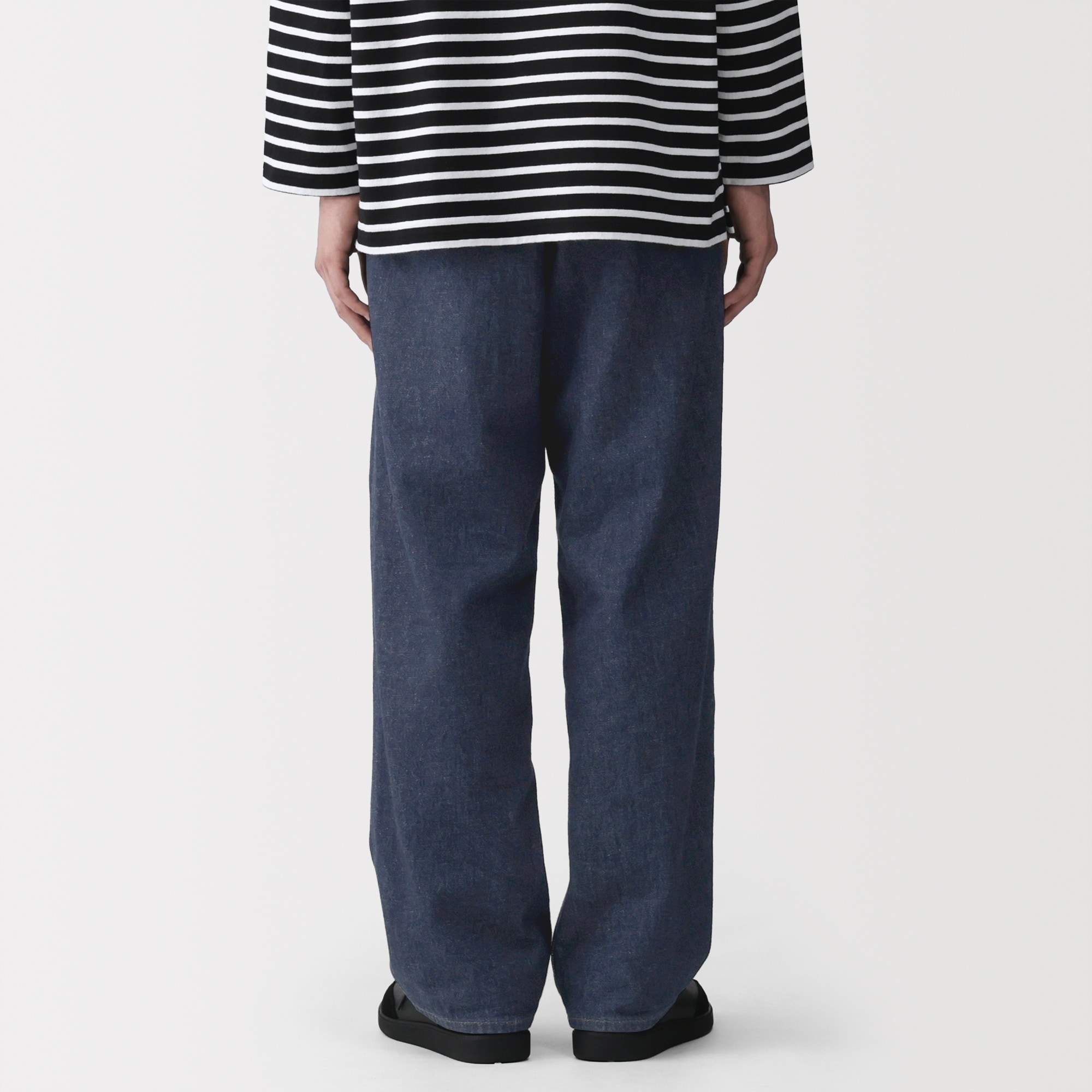 紳士　木の実から作ったカポック混デニムワイドパンツ　黒